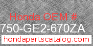 Honda 83750-GE2-670ZA genuine part number image