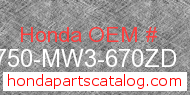 Honda 83750-MW3-670ZD genuine part number image