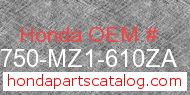 Honda 83750-MZ1-610ZA genuine part number image