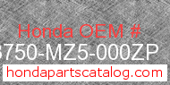 Honda 83750-MZ5-000ZP genuine part number image