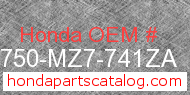 Honda 83750-MZ7-741ZA genuine part number image