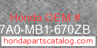 Honda 837A0-MB1-670ZB genuine part number image