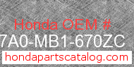 Honda 837A0-MB1-670ZC genuine part number image