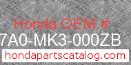 Honda 837A0-MK3-000ZB genuine part number image