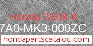 Honda 837A0-MK3-000ZC genuine part number image