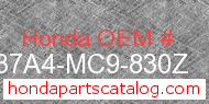 Honda 837A4-MC9-830Z genuine part number image