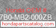 Honda 837B0-MB2-000ZB genuine part number image