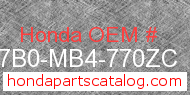Honda 837B0-MB4-770ZC genuine part number image