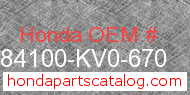Honda 84100-KV0-670 genuine part number image