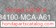 Honda 84100-MCA-A61 genuine part number image