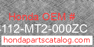Honda 84112-MT2-000ZC genuine part number image