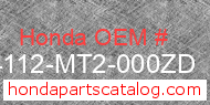 Honda 84112-MT2-000ZD genuine part number image