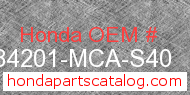 Honda 84201-MCA-S40 genuine part number image