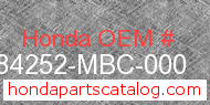 Honda 84252-MBC-000 genuine part number image