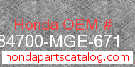 Honda 84700-MGE-671 genuine part number image