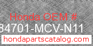 Honda 84701-MCV-N11 genuine part number image