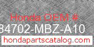 Honda 84702-MBZ-A10 genuine part number image