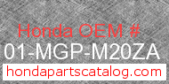 Honda 86101-MGP-M20ZA genuine part number image