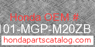 Honda 86101-MGP-M20ZB genuine part number image