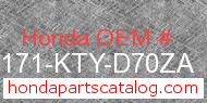 Honda 86171-KTY-D70ZA genuine part number image