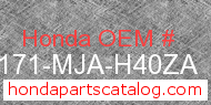 Honda 86171-MJA-H40ZA genuine part number image