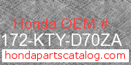 Honda 86172-KTY-D70ZA genuine part number image