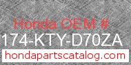 Honda 86174-KTY-D70ZA genuine part number image