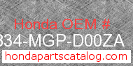 Honda 86834-MGP-D00ZA genuine part number image