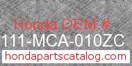 Honda 87111-MCA-010ZC genuine part number image