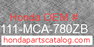 Honda 87111-MCA-780ZB genuine part number image