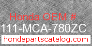 Honda 87111-MCA-780ZC genuine part number image
