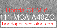 Honda 87111-MCA-A40ZC genuine part number image