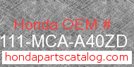 Honda 87111-MCA-A40ZD genuine part number image