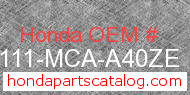 Honda 87111-MCA-A40ZE genuine part number image