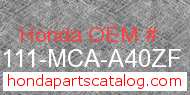 Honda 87111-MCA-A40ZF genuine part number image