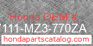 Honda 87111-MZ3-770ZA genuine part number image