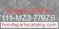 Honda 87111-MZ3-770ZB genuine part number image