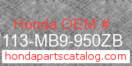 Honda 87113-MB9-950ZB genuine part number image