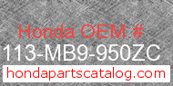 Honda 87113-MB9-950ZC genuine part number image