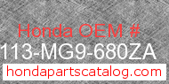 Honda 87113-MG9-680ZA genuine part number image