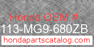 Honda 87113-MG9-680ZB genuine part number image