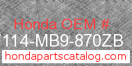 Honda 87114-MB9-870ZB genuine part number image
