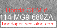 Honda 87114-MG9-680ZA genuine part number image
