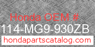 Honda 87114-MG9-930ZB genuine part number image