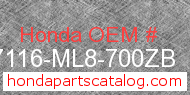 Honda 87116-ML8-700ZB genuine part number image