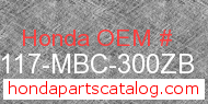 Honda 87117-MBC-300ZB genuine part number image