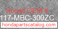 Honda 87117-MBC-300ZC genuine part number image