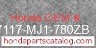 Honda 87117-MJ1-780ZB genuine part number image