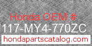 Honda 87117-MY4-770ZC genuine part number image