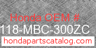 Honda 87118-MBC-300ZC genuine part number image